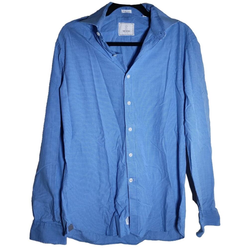 Todd Snyder‎ 2-Ply Cotton Blue Plaid Men's Button Up Dress Shirt Size 15.5 34/35